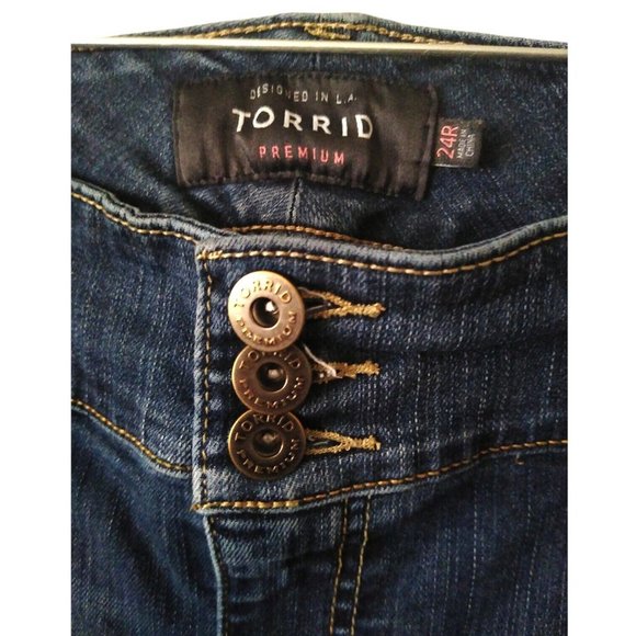 Torrid Womens Premium Distressed Blue Medium Wash Skinny Slim Denim Jeans US 24R - Picture 7 of 12